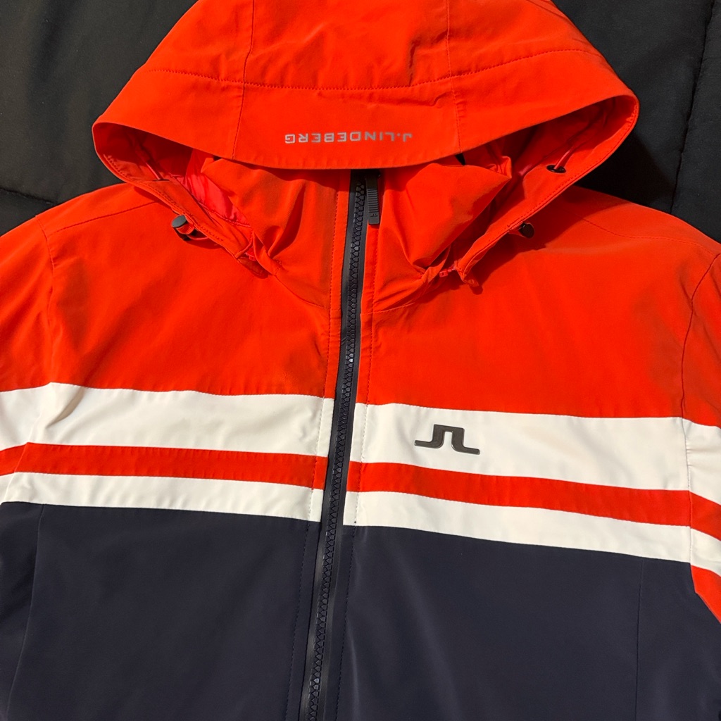 J.Lindeberg Red White Navy Colorblock Hooded Jacket
